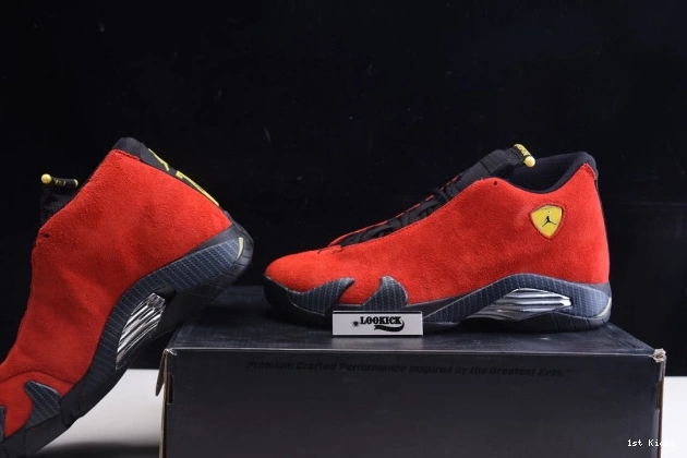 1st Kicks Air 654459-670 Retro Jordan 14 Red Challenge 0706